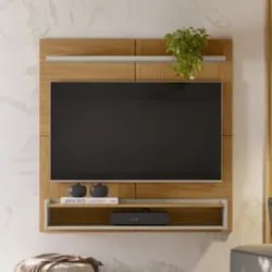 Painel Para TV 50 Pol Bancada Suspensa 120cm Perfect L06 Nature/Off Wh