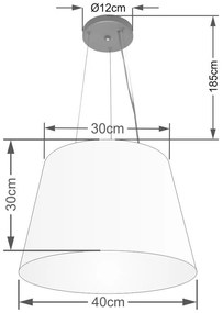 Lustre Pendente Cone Vivare Md-4152 Cúpula em Tecido 30/40x30cm - Bivolt - Algodão-Crú - 110V/220V