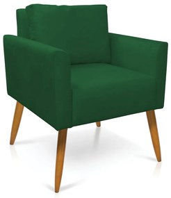 Poltrona Aline Suede Verde Pés Palito Castanho - D'Rossi