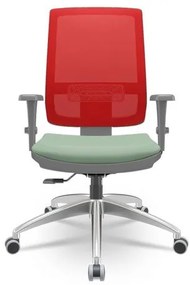 Cadeira Brizza Diretor Grafite Tela Vermelha Assento Vinil Verde Base RelaxPlax Alumínio - 66050 Sun House