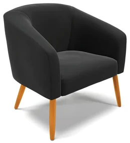Poltrona Stella Suede Preto Pés Palito Castanho - D'Rossi