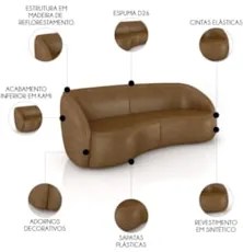 Sofá 4 Lugares Orgânico 318cm e Poltrona Zion M22 Sintético Caramelo -