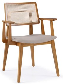 Cadeira com Braço Royal Estofado Anatômico Tela Portuguesa Estrutura Madeira Tauari Design by Bruno Faucz