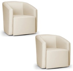 Poltrona Decorativa Base Giratória Kit 2 Stella Max Sintético D03 - D'Rossi - Bege