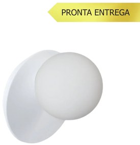 Arandela Flat Ball Ø15X12,5Cm Aluminio E Globo Ø10Cm 01Xg9 - Qimporta... (BRANCO)