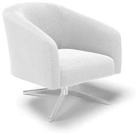 Poltrona Decorativa Base Giratória Cromada Stella Bouclê D03 - D'Rossi - Off White