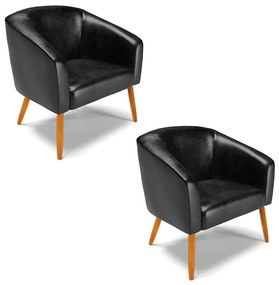 Poltrona Decorativa Pé Palito Castanho kit 2 Stella Sintético PU D03 - D'Rossi