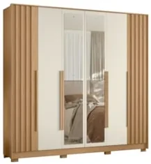 Guarda Roupa Casal 237cm com Espelho Vinna A02 Off/Freijó - Mpozenato