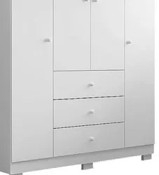 Guarda Roupa Infantil 136cm 4 Portas 3 Gavetas Duda Branco   - Phoenix