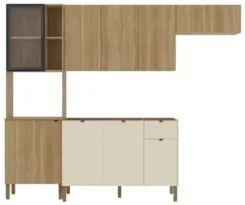 Cozinha Compacta Balcão Sem Tampo Laura Plus Freijó/Soft Z06 - Mpozena
