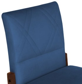 Conjunto 4 Cadeiras De Jantar Aurora Base Madeira Maciça Estofada Suede Azul Marinho