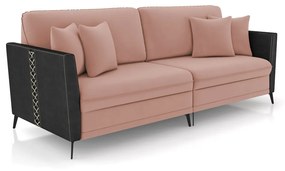 Sofá 3 Lugares Living 222cm Mondaí Sintético Preto/Veludo K01 - D'Rossi - Rose