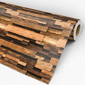 Papel de parede adesivo madeira tocos marrom