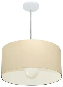 Lustre Pendente Cilíndrico Md-4204 Cúpula em Tecido 45x25cm Algodão Crú - Bivolt