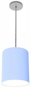 Luminária Pendente Vivare Free Lux Md-4104 Cúpula em Tecido - Azul-Bebê - Canopla cinza e fio transparente