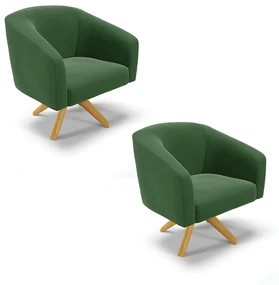 Poltrona Decorativa Giratória MA30 Kit 2 Stella Suede D03 - D'Rossi - Verde