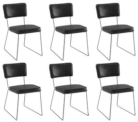 Kit 6 Cadeiras de Jantar Decorativa Base Aço Preto Luigi PU Preto G17 - Gran Belo