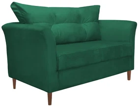 Namoradeira Ibis Decorativa 2 Lugares 1,35 m Recepção Quarto Sala Suede Verde Bandeira