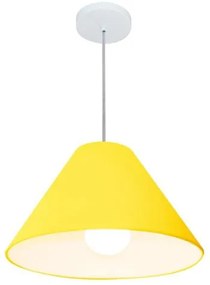 Lustre Pendente Cone Md-4078 Cúpula em Tecido 25/40x15cm Amarelo - Bivolt
