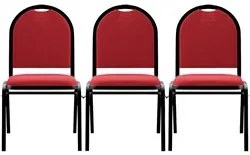 Kit 3 Cadeiras Hoteleiras Auditório Empilhável Linho M23 Vermelho - Mp