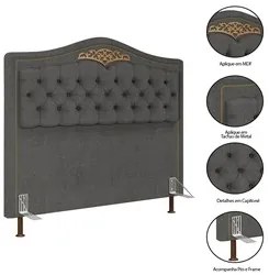 Cabeceira Cama Box Casal King 195cm Com Calçadeira Baú Imperial J02 Li