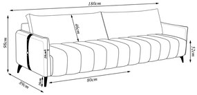 Sofá Sala de Estar Living Design Moderno 180cm Pés em Madeira Detalhe Lateral em PU Amadeu Veludo Bege G93 - Gran Belo