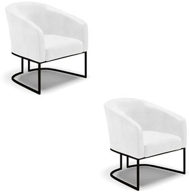 Poltrona Decorativa Industrial Preto Kit 2 Stella Sintético PU Branco D03 - D'Rossi