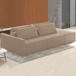 Sofá Ilha Modular com Puff para Sala Living 232cm Georgia Z08 Veludo B