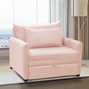 Poltrona Cama Retrátil Solteiro com Rodízio Cloe Bouclê E03 - D'Rossi - Rose