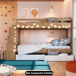 Beliche Infantil Com Escada e 4 Gavetas Infix C06 Aveiro/Branco - Mpoz