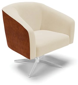 Poltrona Decorativa Giratória MA30 Stella Nozes/Linho Bege D03 - D'Rossi