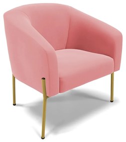 Poltrona Decorativa Pé de Ferro Dourado Stella Suede Rosê D03 - D'Rossi
