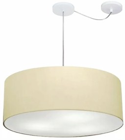Lustre Pendente Cilíndrico Com Desvio Md-4266 Cúpula em Tecido 60x21cm Algodão Crú - Bivolt