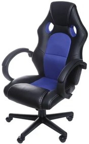 Cadeira Office Racer V16 Preta com Detalhe Azul Base Nylon - 52110 Sun House