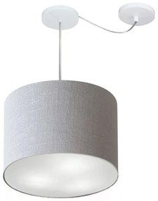 Lustre Pendente Cilíndrico Com Desvio de Centro Vivare Md-4258 Cúpula em Tecido 40x30cm - Bivolt