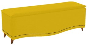 Calçadeira Estofada Yasmim 90 cm Solteiro Corano Amarelo - ADJ Decor