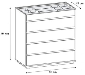 Cômoda Organizadora Ellie 5 Gavetas - D'Rossi - Cinza Pérola