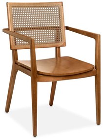 Cadeira com Braço Marcela Palha Natural Sextavada Estrutura Madeira Liptus Design Sustentável