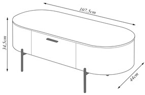 Mesa de Centro Decorativa Bento 1 Gaveta Pés Metálicos Dourados Off White G18 - Gran Belo