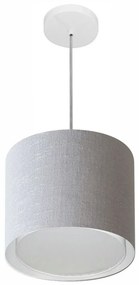 Lustre Pendente Cilíndrico Duplo Md-4284 Cúpula em Tecido 30x30cm Rustico Cinza - Bivolt