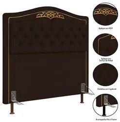 Cabeceira Cama Box Casal King 195cm com Tachas Imperial J02 Sintético