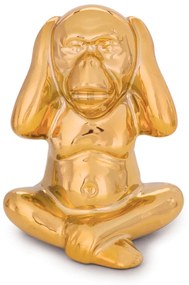 Enfeite Decorativo Macaco Não Ouço Cerâmica Dourado 12,5 cm M02 - D'Rossi