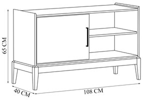 Rack Decorativo Armie 01 Porta Madeira G74 Off White/Freijó - Gran Belo