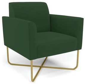 Poltrona Base X Industrial Dourado Marisa Veludo  D03 - D'Rossi - Verde