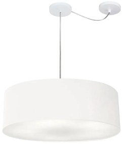 Lustre Pendente Cilíndrico Com Desvio de Centro Vivare Md-4265 Cúpula em Tecido 60x15cm - Bivolt