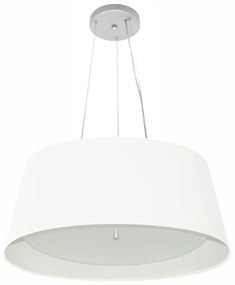 Lustre Pendente Cone Md-4015 Cúpula em Tecido 25/60x50cm Branco / Branco - Bivolt