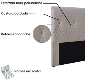 Cabeceira Cama Box Solteiro 90 cm Aquilla Linho Areia S04 - D'Rossi