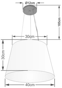Lustre Pendente Cone Md-4152 Cúpula em Tecido 30/40x30cm Algodão Crú - Bivolt