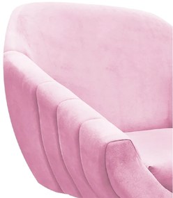 Poltrona Giratória Giovana Suede Rosa Bebê Base Madeira MM30 D'Rossi