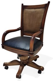 Cadeira com Braço Giratória Victory Palha Madeira Maciça Design Clássico Avi Móveis